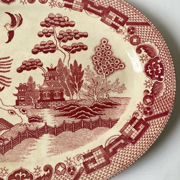 Red Willow Oval Serving Platter, Vintage, Japan, Free Shipping - Picture 3 of 9